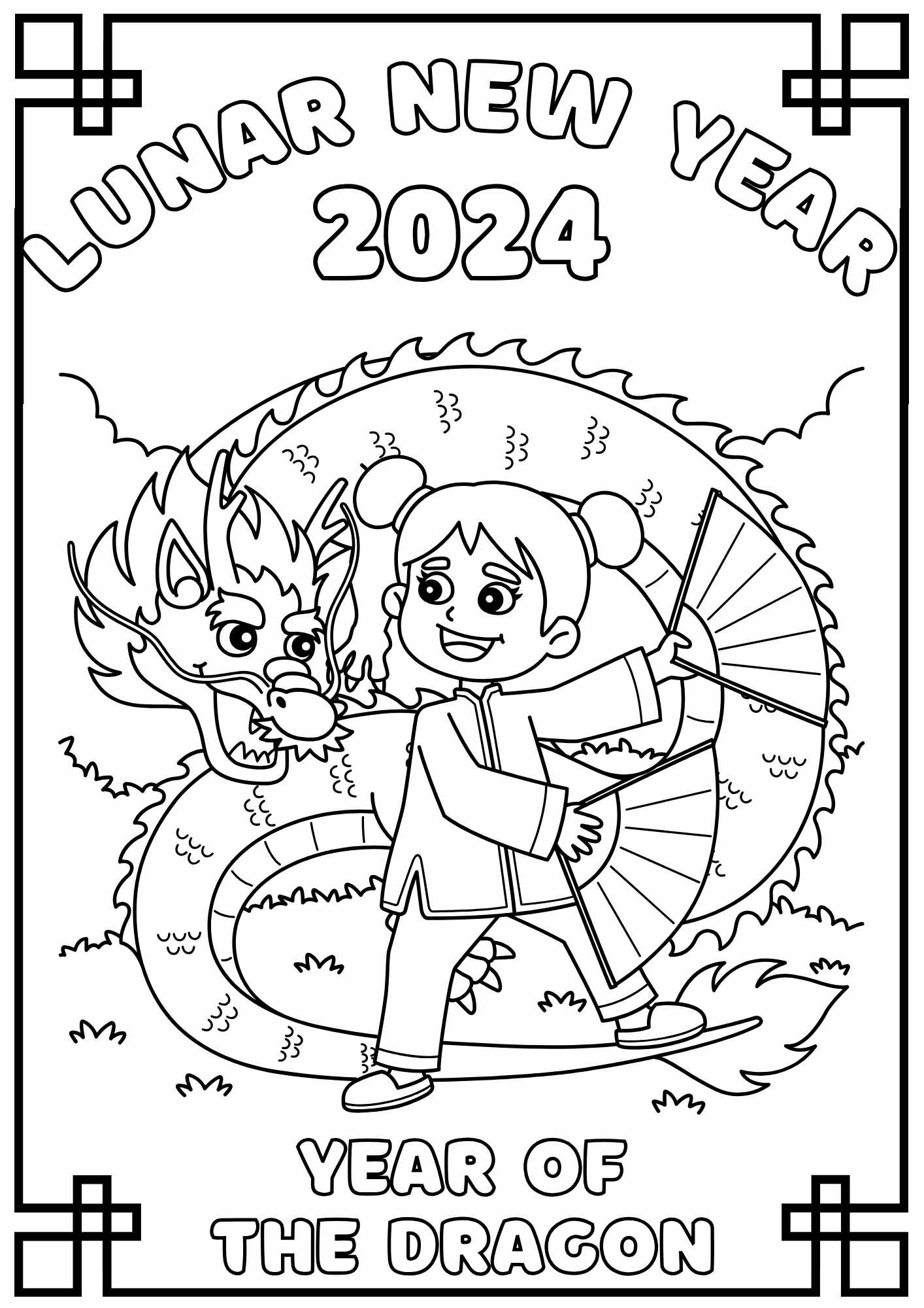 Lunar New Year 2024 Chinese New Year of the Dragon Coloring